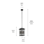 KICHLER 49833BKT Beacon Square 18" 1-Light Outdoor Hanging Light With Clear Hammered Glass In Textured Black
