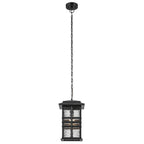 KICHLER 49833BKT Beacon Square 18" 1-Light Outdoor Hanging Light With Clear Hammered Glass In Textured Black