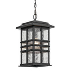 KICHLER 49833BKT Beacon Square 18" 1-Light Outdoor Hanging Light With Clear Hammered Glass In Textured Black