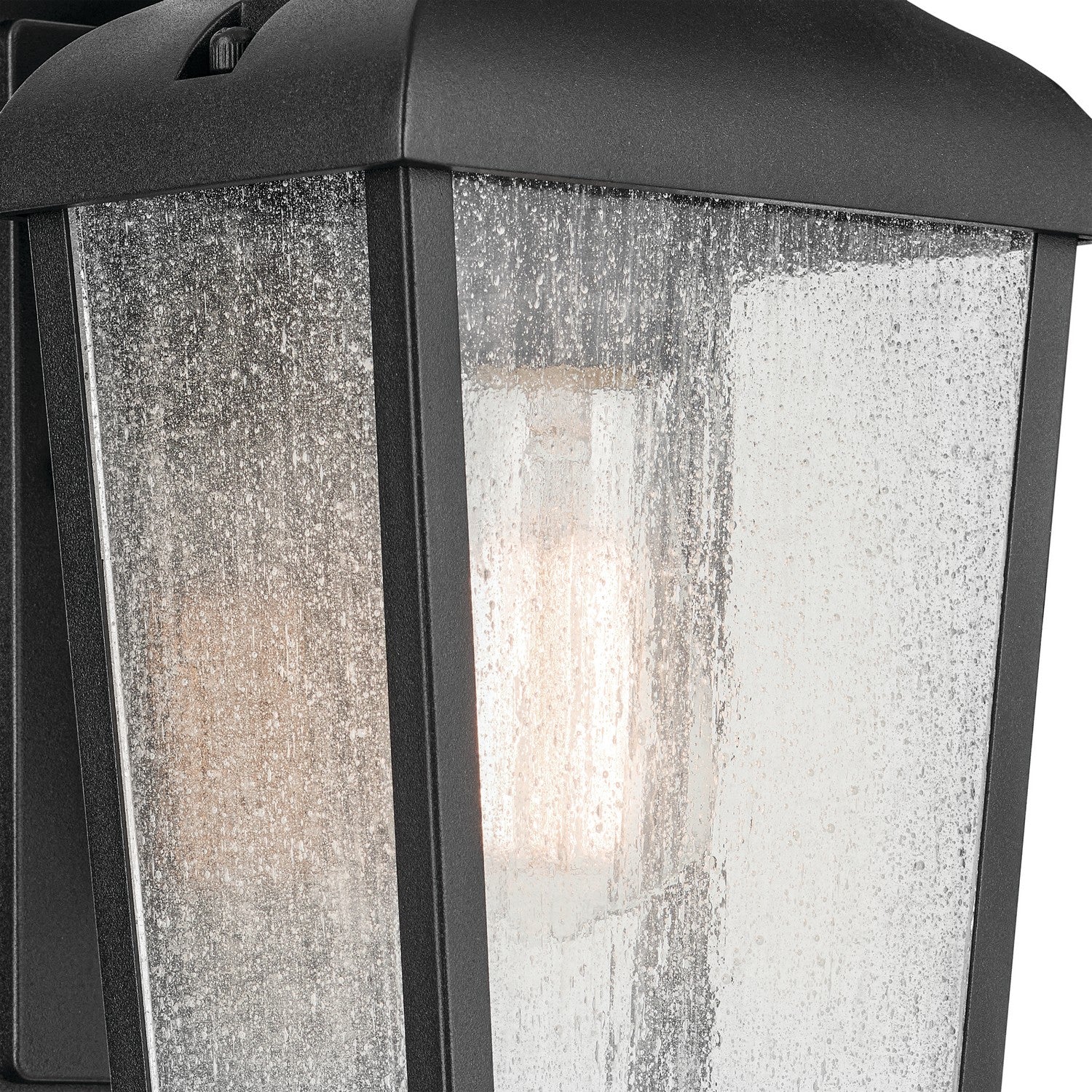 KICHLER 49735BKT Forestdale 14.75" 1-Light Outdoor Wall Light With Clear Water Glass In Textured Black