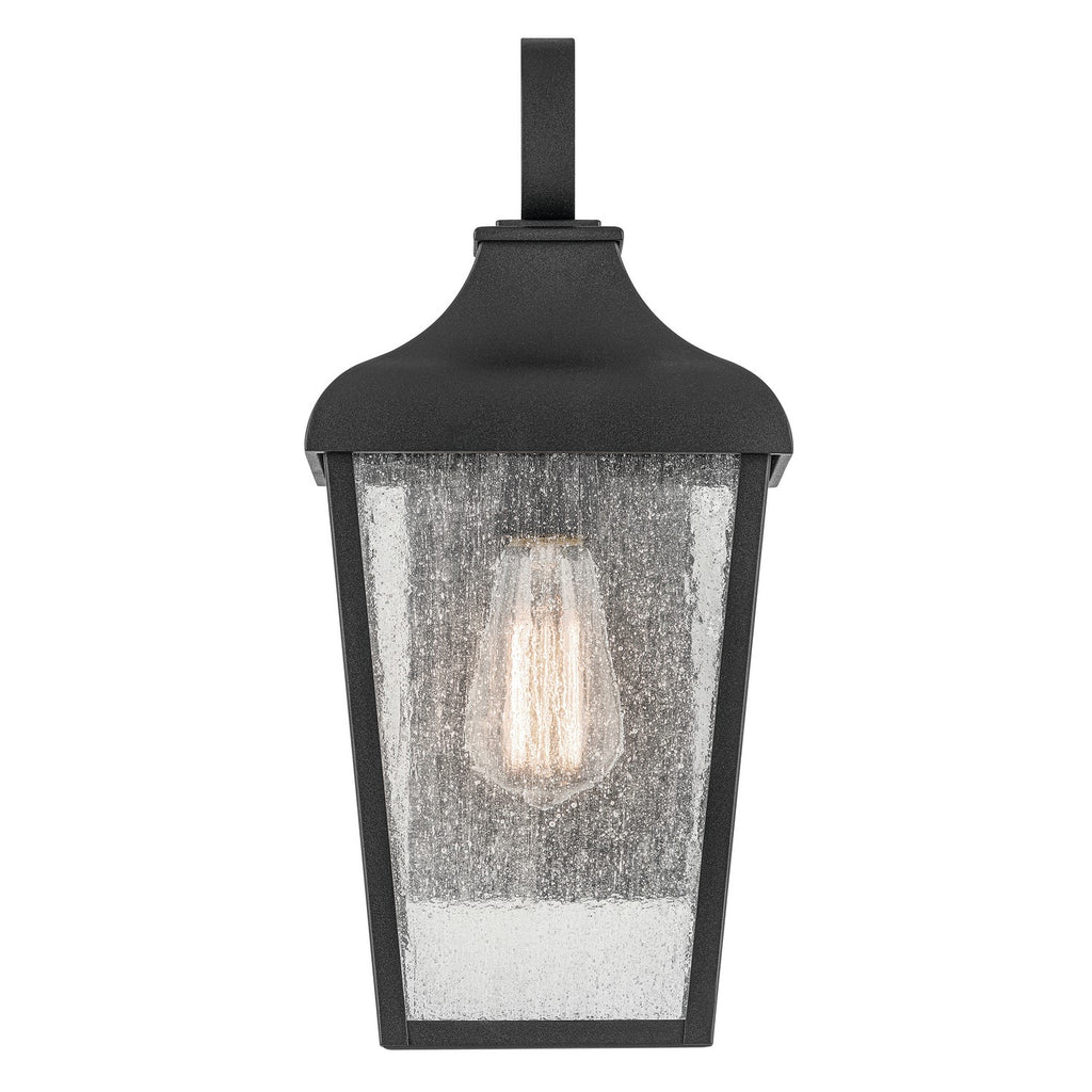 KICHLER 49735BKT Forestdale 14.75" 1-Light Outdoor Wall Light With Clear Water Glass In Textured Black