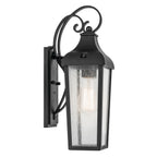 KICHLER 49735BKT Forestdale 14.75" 1-Light Outdoor Wall Light With Clear Water Glass In Textured Black