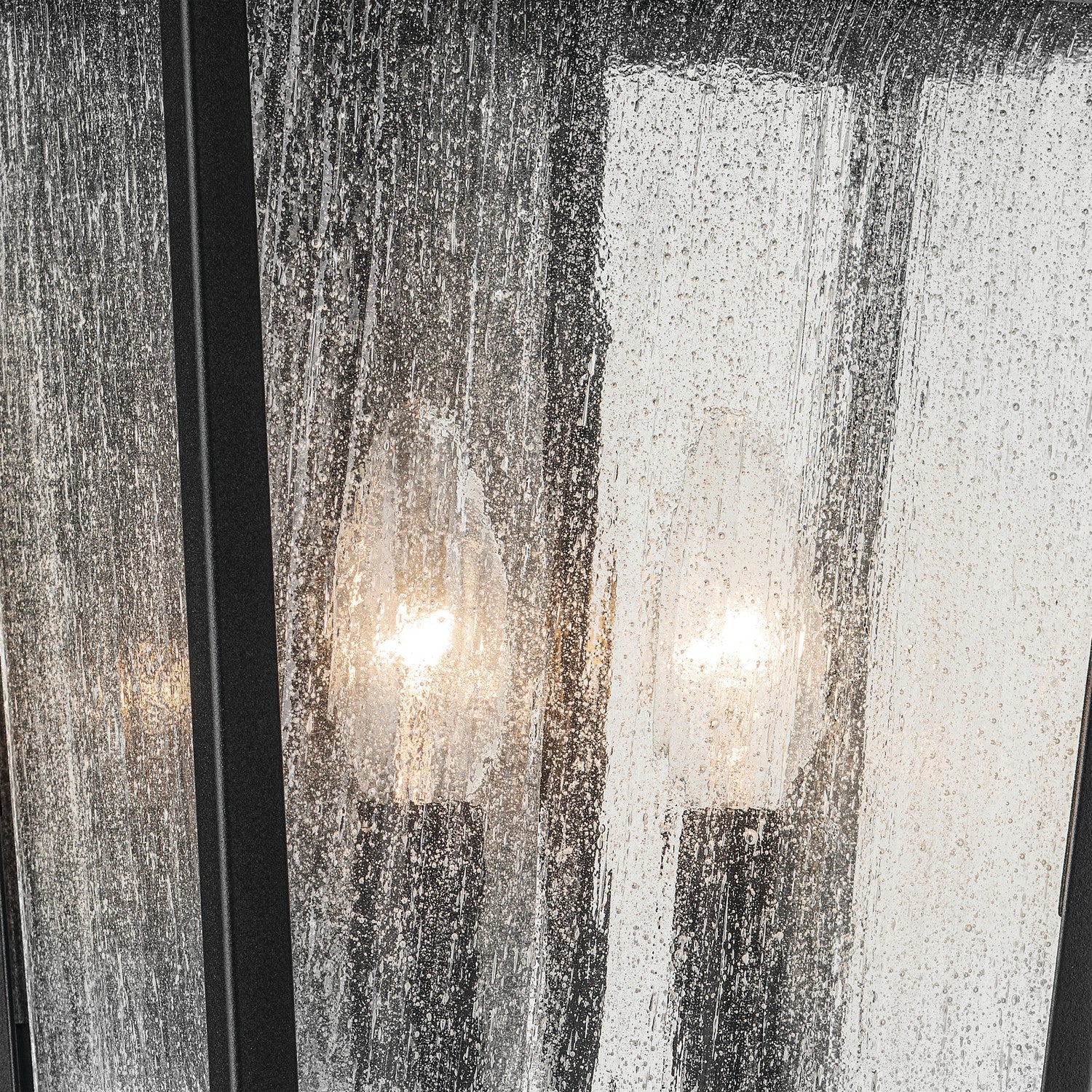 KICHLER 49736BKT Forestdale 18.50" 2-Light Outdoor Wall Light With Clear Water Glass In Textured Black