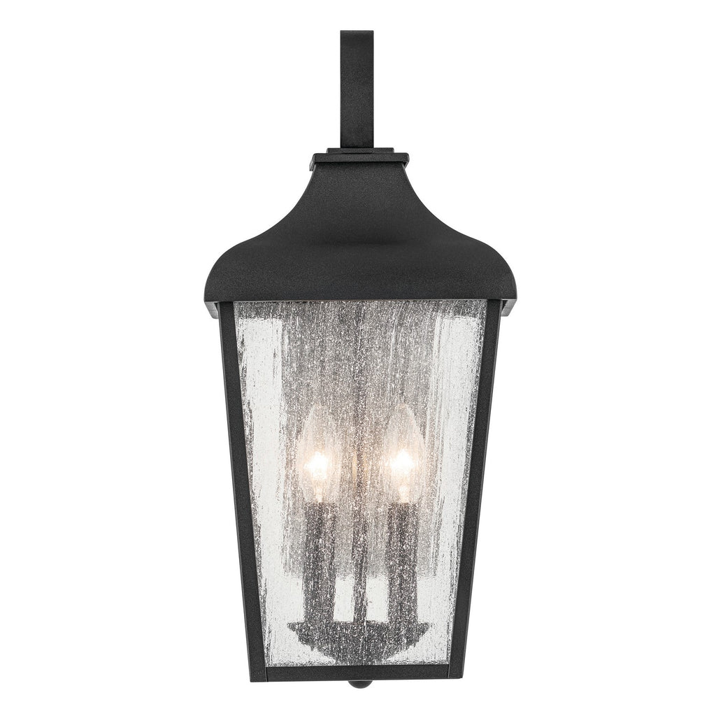 KICHLER 49736BKT Forestdale 18.50" 2-Light Outdoor Wall Light With Clear Water Glass In Textured Black