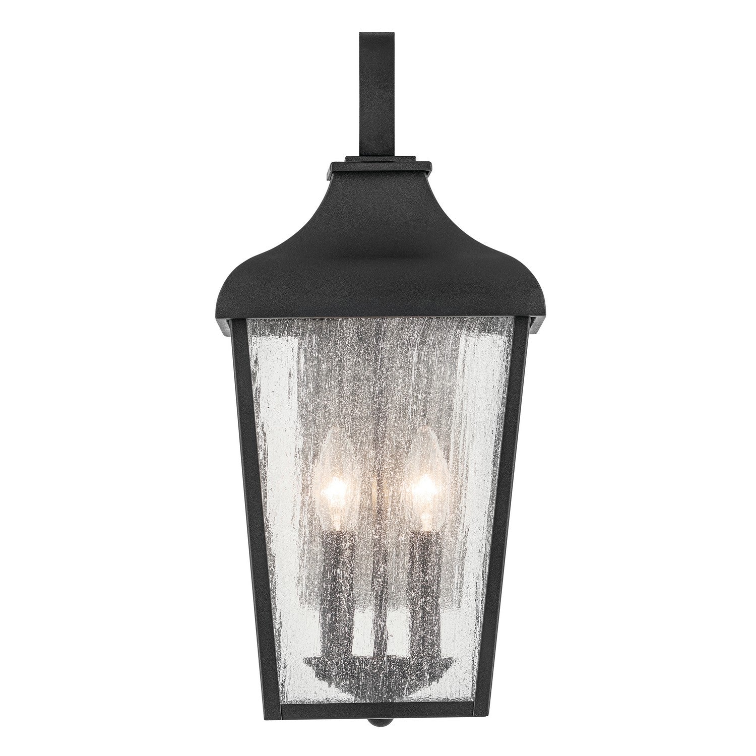 KICHLER 49736BKT Forestdale 18.50" 2-Light Outdoor Wall Light With Clear Water Glass In Textured Black