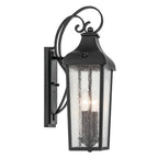 KICHLER 49736BKT Forestdale 18.50" 2-Light Outdoor Wall Light With Clear Water Glass In Textured Black