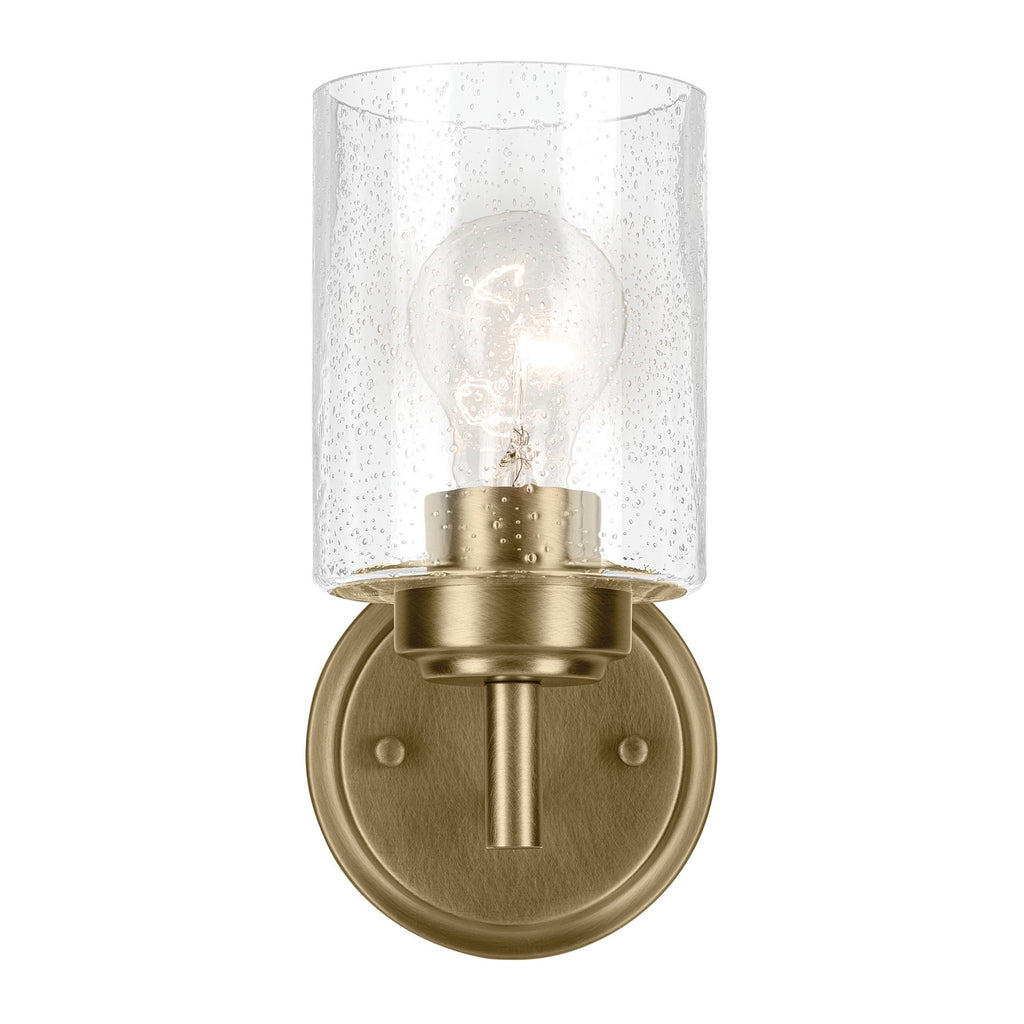 KICHLER 45910NBR Winslow 9.25" 1-Light Wall Sconce With Clear Seeded Glass In Natural Brass