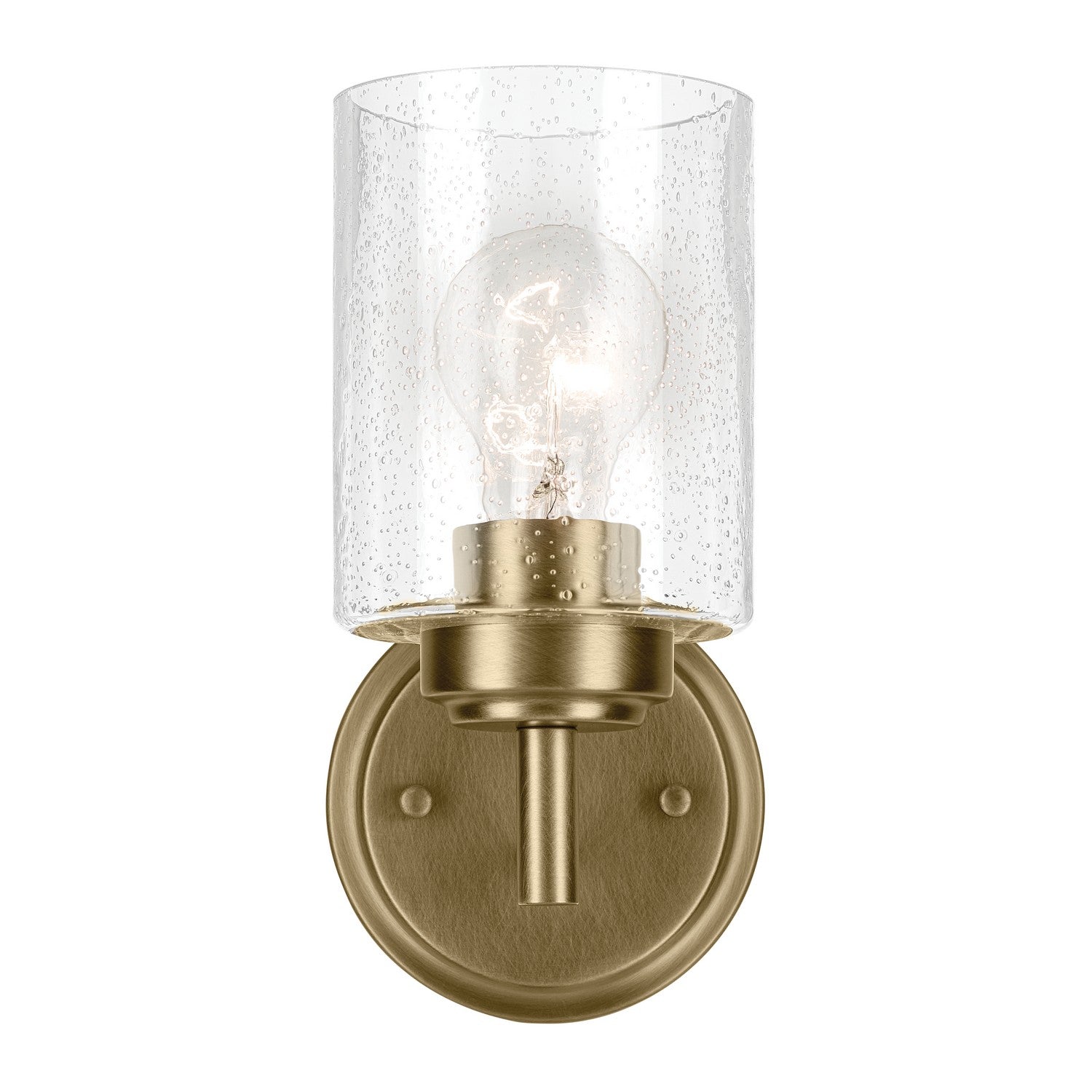 KICHLER 45910NBR Winslow 9.25" 1-Light Wall Sconce With Clear Seeded Glass In Natural Brass