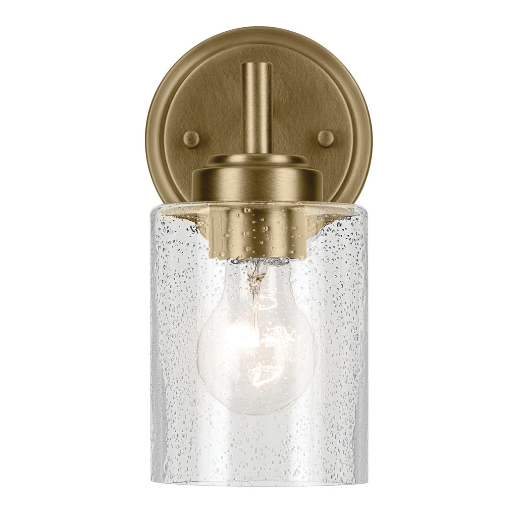 KICHLER 45910NBR Winslow 9.25" 1-Light Wall Sconce With Clear Seeded Glass In Natural Brass