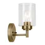 KICHLER 45910NBR Winslow 9.25" 1-Light Wall Sconce With Clear Seeded Glass In Natural Brass