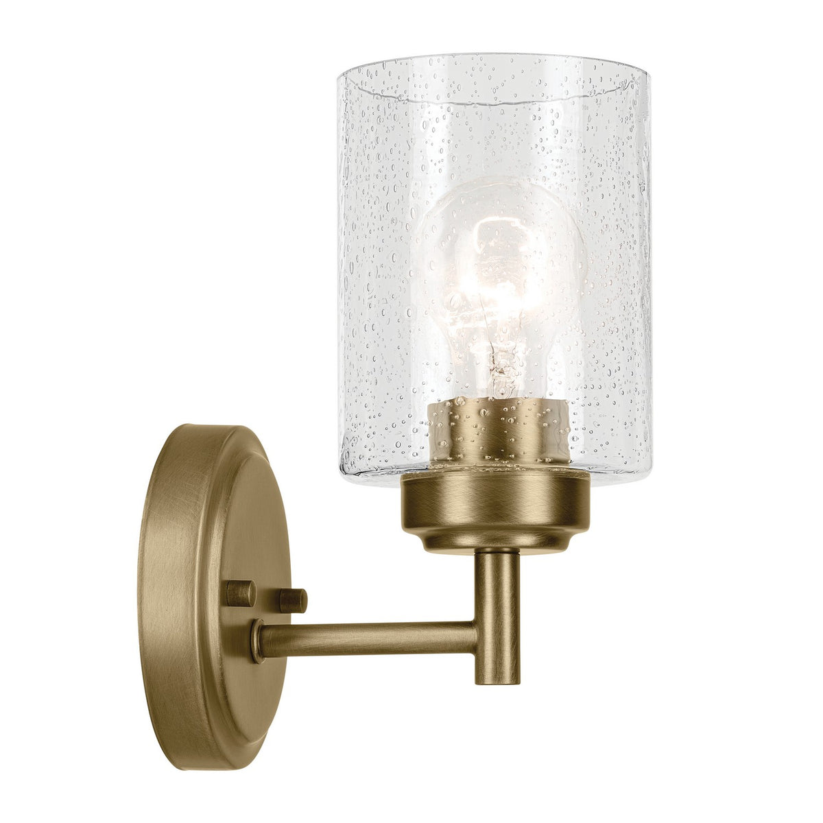 KICHLER 45910NBR Winslow 9.25" 1-Light Wall Sconce With Clear Seeded Glass In Natural Brass