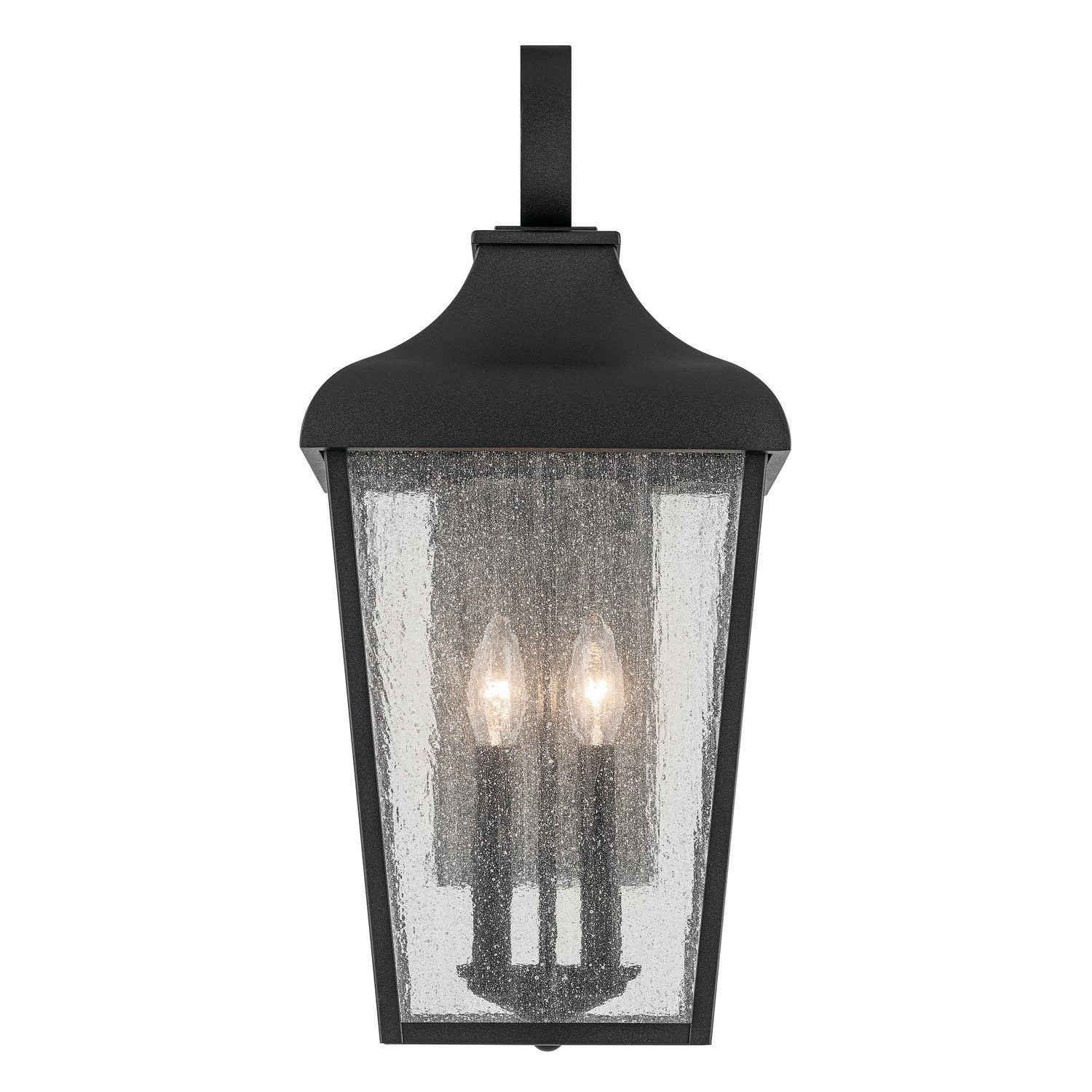 KICHLER 49737BKT Forestdale 21.5" 2-Light Outdoor Wall Light With Clear Water Glass In Textured Black