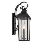 KICHLER 49737BKT Forestdale 21.5" 2-Light Outdoor Wall Light With Clear Water Glass In Textured Black