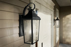 KICHLER 49737BKT Forestdale 21.5" 2-Light Outdoor Wall Light With Clear Water Glass In Textured Black