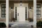 KICHLER 49737BKT Forestdale 21.5" 2-Light Outdoor Wall Light With Clear Water Glass In Textured Black