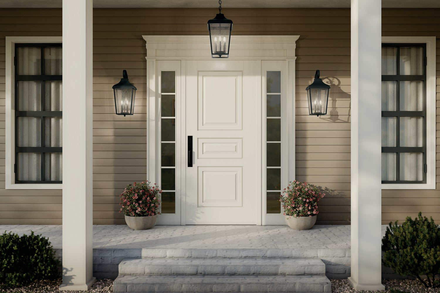 KICHLER 49737BKT Forestdale 21.5" 2-Light Outdoor Wall Light With Clear Water Glass In Textured Black