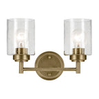 KICHLER 45885NBR Winslow 13" 2-Light Vanity Light With Clear Seeded Glass In Natural Brass