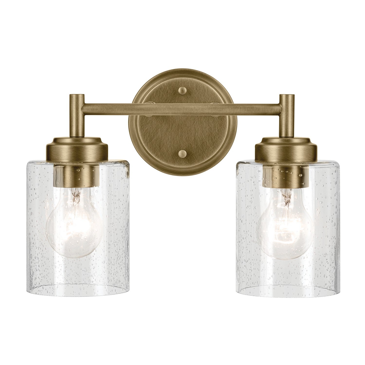 KICHLER 45885NBR Winslow 13" 2-Light Vanity Light With Clear Seeded Glass In Natural Brass