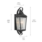 KICHLER 49738BKT Forestdale 30.75" 3-Light Outdoor Wall Light With Clear Water Glass In Textured Black