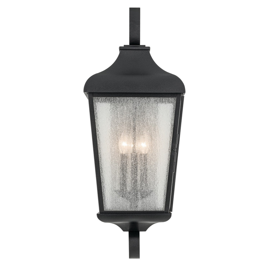 KICHLER 49738BKT Forestdale 30.75" 3-Light Outdoor Wall Light With Clear Water Glass In Textured Black