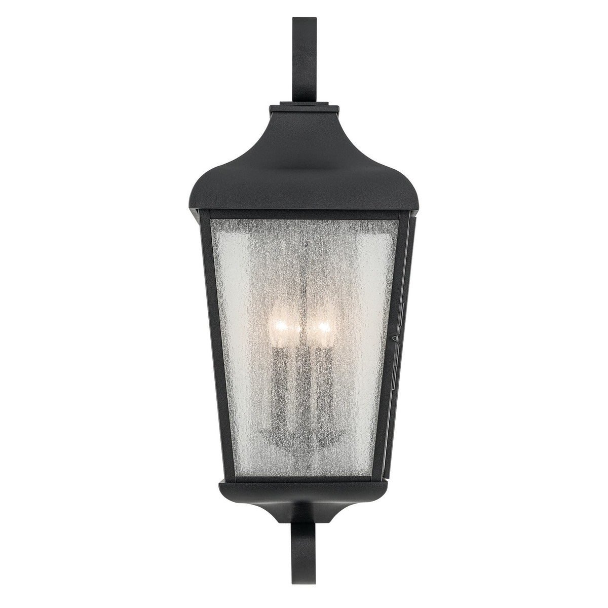 KICHLER 49738BKT Forestdale 30.75" 3-Light Outdoor Wall Light With Clear Water Glass In Textured Black