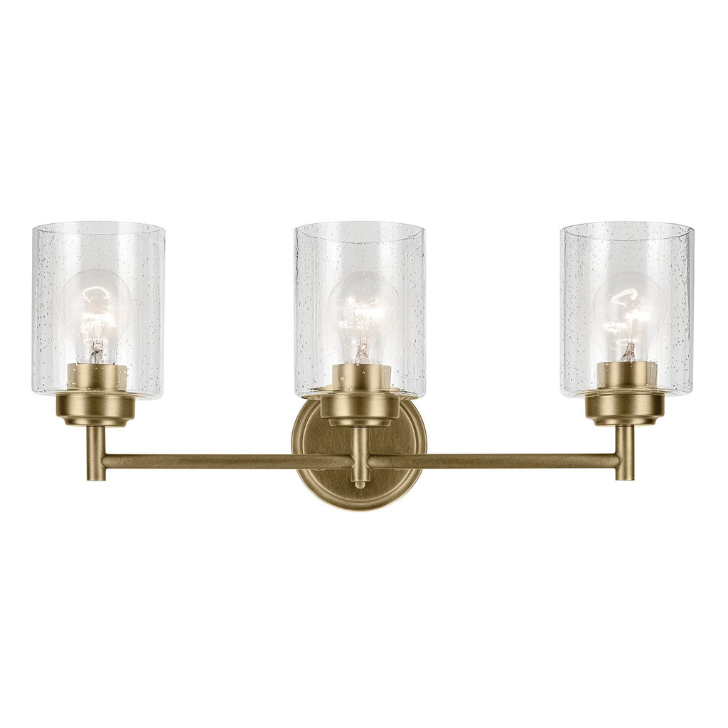 KICHLER 45886NBR Winslow 21.5" 3-Light Vanity Light With Clear Seeded Glass In Natural Brass