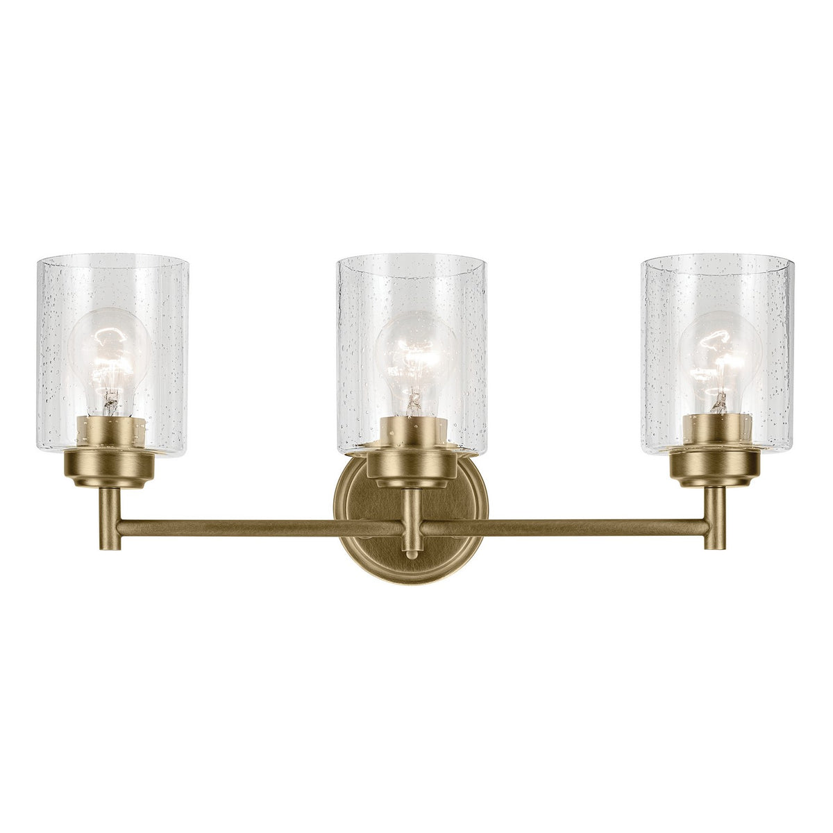 KICHLER 45886NBR Winslow 21.5" 3-Light Vanity Light With Clear Seeded Glass In Natural Brass