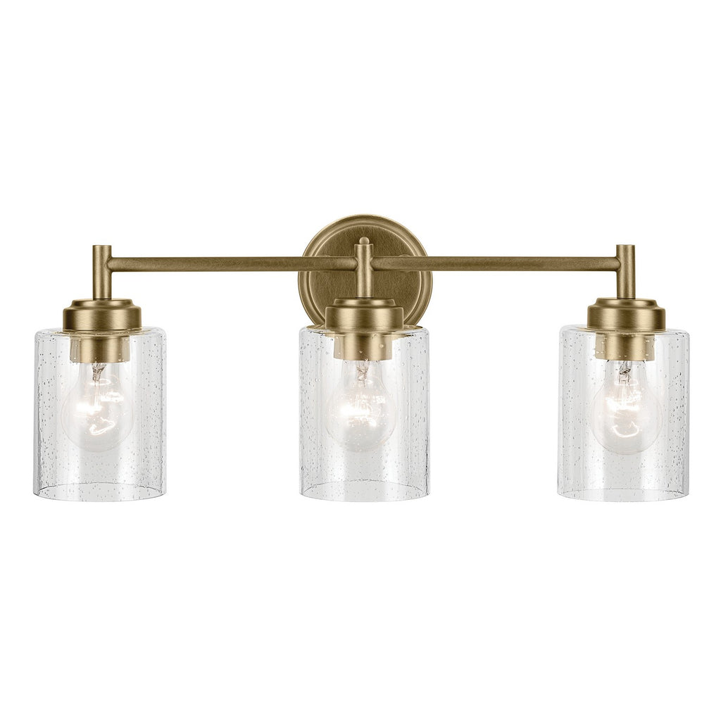 KICHLER 45886NBR Winslow 21.5" 3-Light Vanity Light With Clear Seeded Glass In Natural Brass
