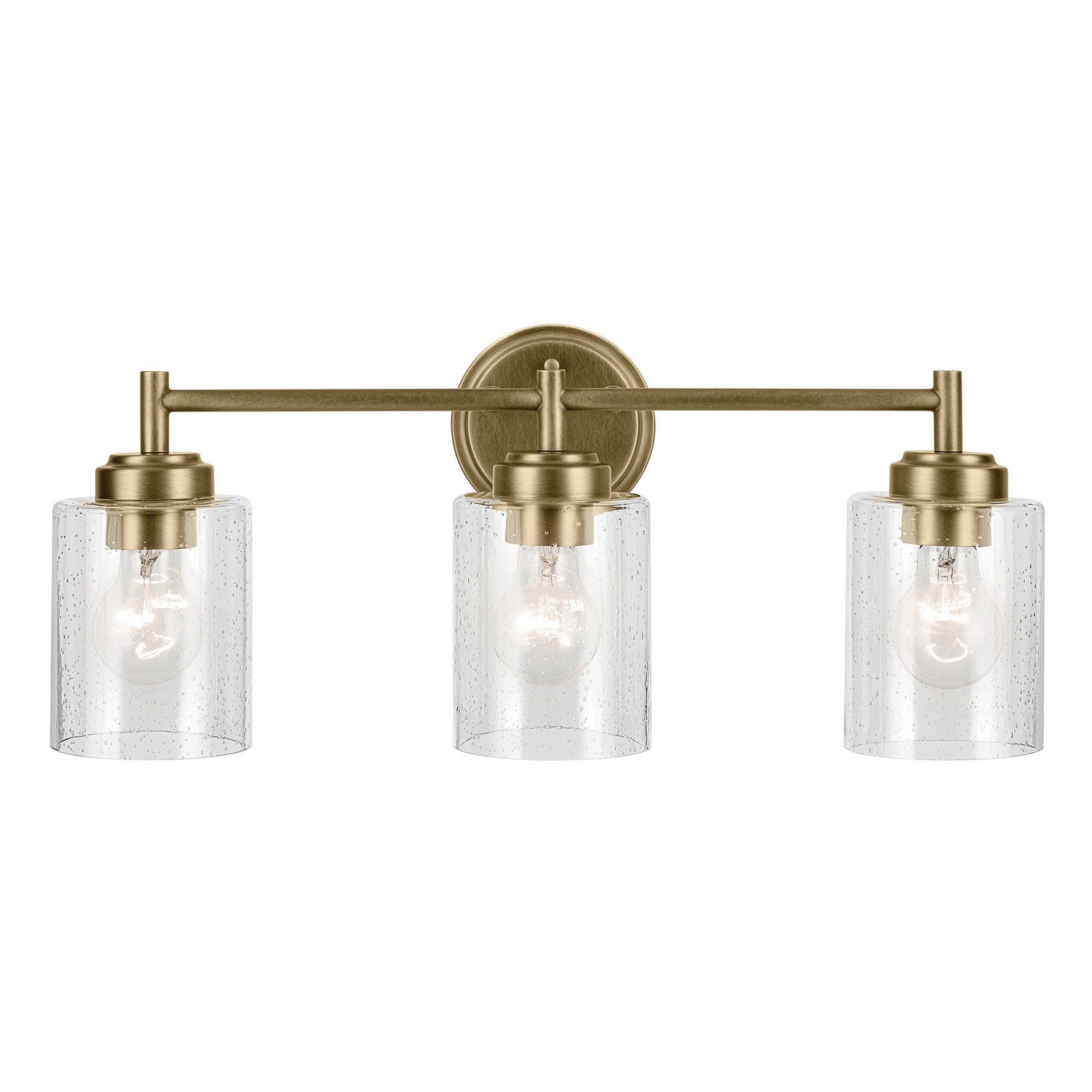 KICHLER 45886NBR Winslow 21.5" 3-Light Vanity Light With Clear Seeded Glass In Natural Brass