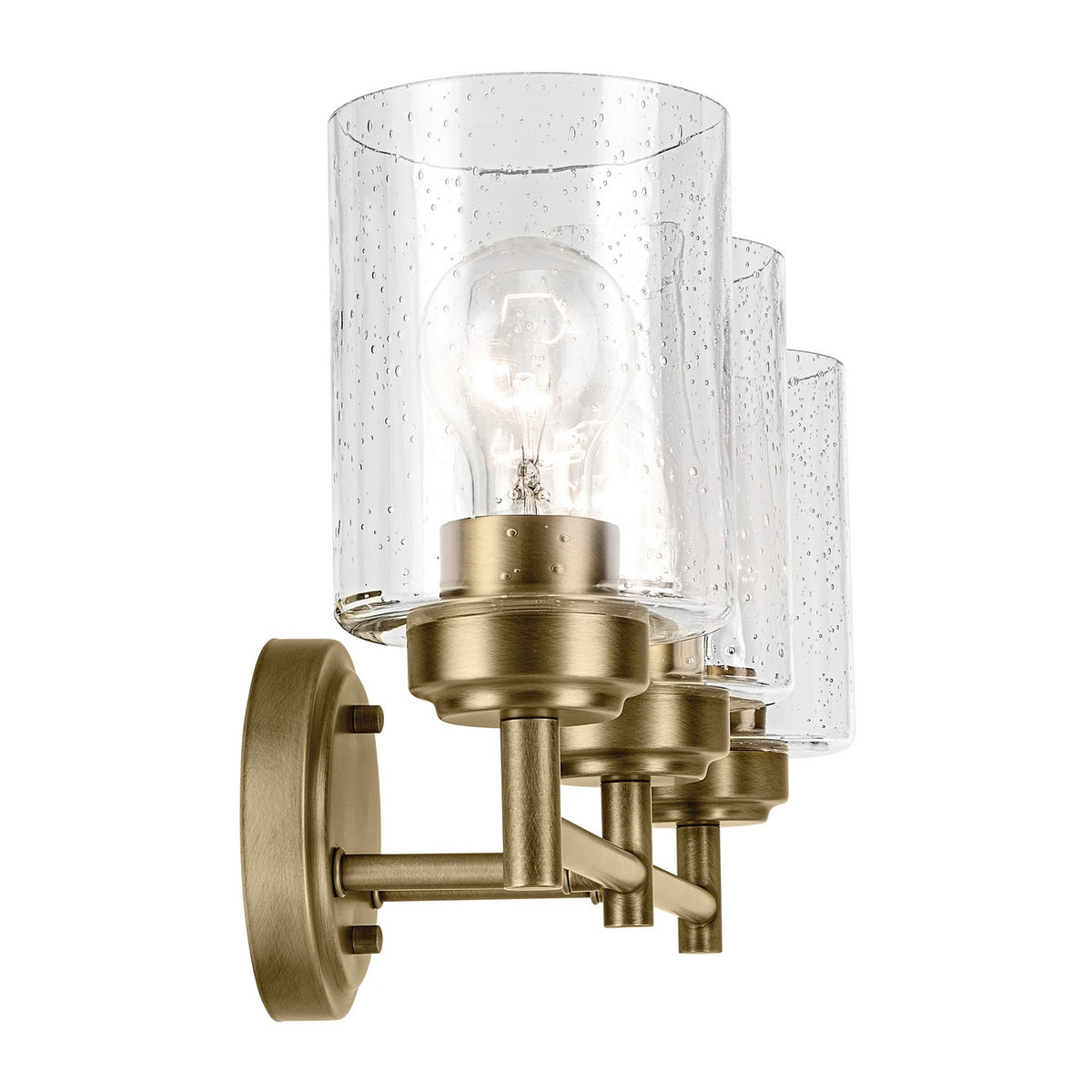KICHLER 45886NBR Winslow 21.5" 3-Light Vanity Light With Clear Seeded Glass In Natural Brass