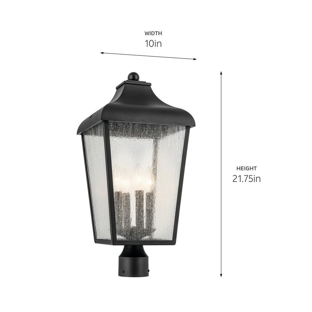KICHLER 49739BKT Forestdale 21.75" 4-Light Outdoor Post Light With Clear Water Glass In Textured Black