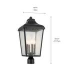 KICHLER 49739BKT Forestdale 21.75" 4-Light Outdoor Post Light With Clear Water Glass In Textured Black