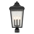 KICHLER 49739BKT Forestdale 21.75" 4-Light Outdoor Post Light With Clear Water Glass In Textured Black