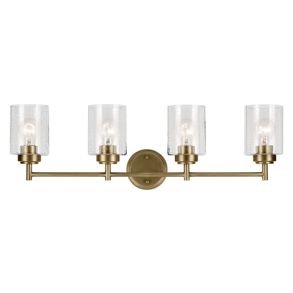 KICHLER 45887NBR Winslow 30" 4-Light Vanity Light With Clear Seeded Glass In Natural Brass