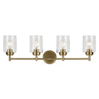 KICHLER 45887NBR Winslow 30" 4-Light Vanity Light With Clear Seeded Glass In Natural Brass