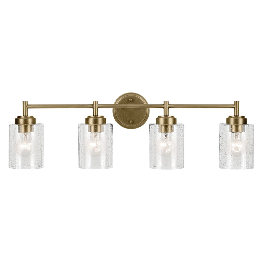 KICHLER 45887NBR Winslow 30" 4-Light Vanity Light With Clear Seeded Glass In Natural Brass
