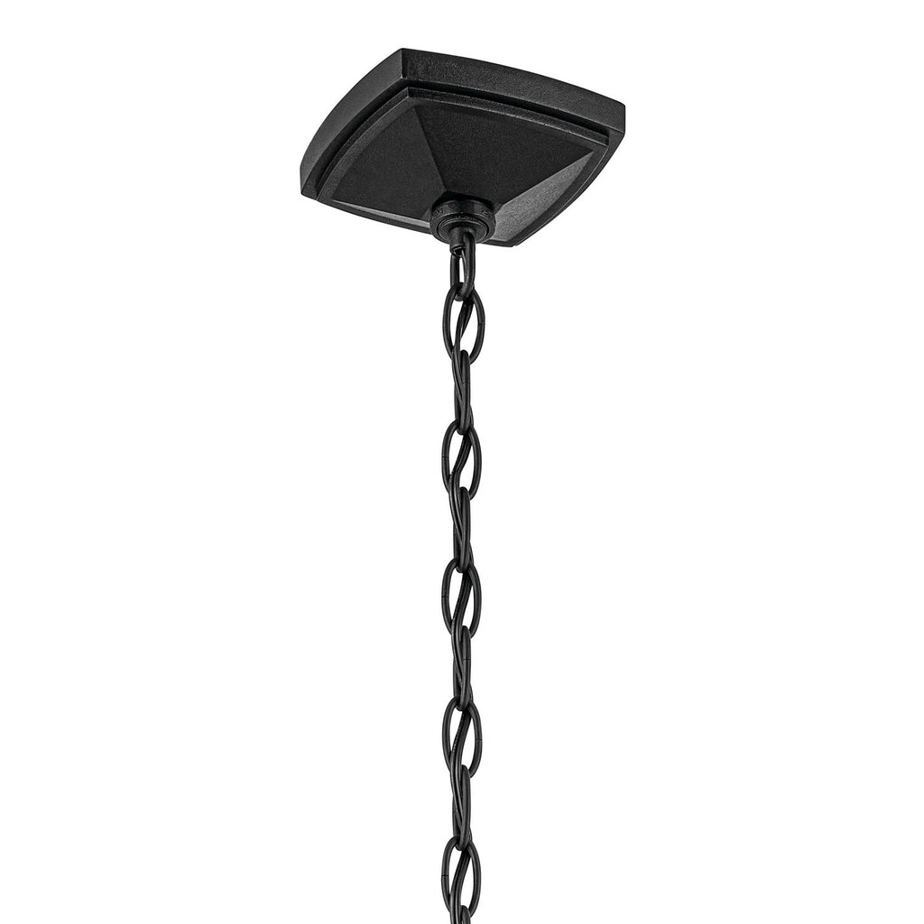 KICHLER 49740BKT Forestdale 19.75" 4-Light Outdoor Hanging Pendant With Clear Water Glass In Textured Black