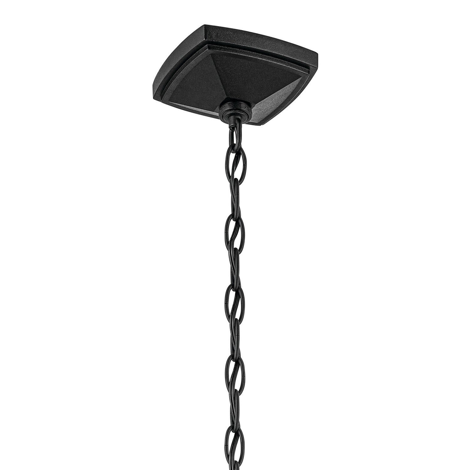 KICHLER 49740BKT Forestdale 19.75" 4-Light Outdoor Hanging Pendant With Clear Water Glass In Textured Black