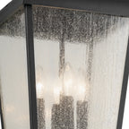 KICHLER 49740BKT Forestdale 19.75" 4-Light Outdoor Hanging Pendant With Clear Water Glass In Textured Black