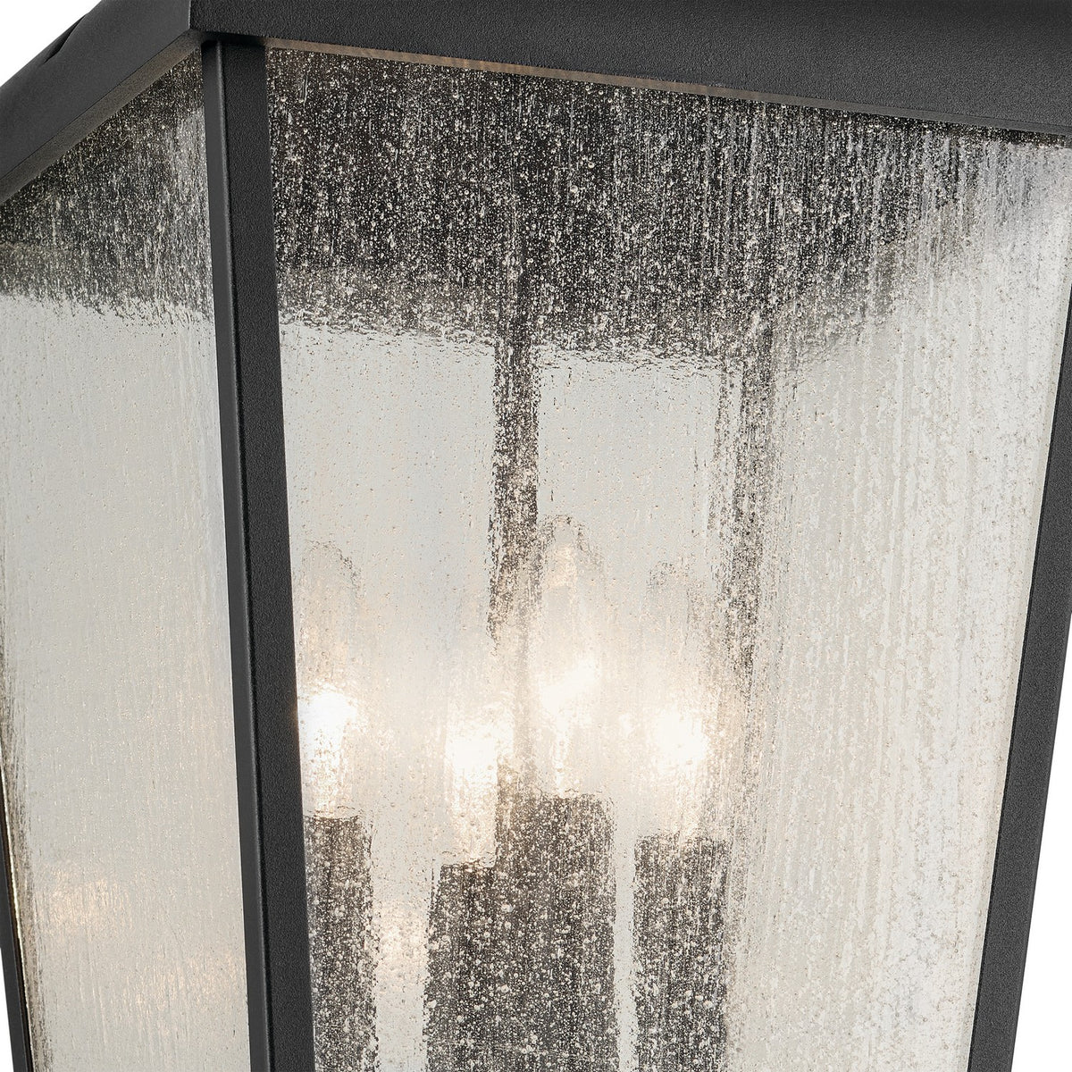 KICHLER 49740BKT Forestdale 19.75" 4-Light Outdoor Hanging Pendant With Clear Water Glass In Textured Black