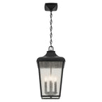 KICHLER 49740BKT Forestdale 19.75" 4-Light Outdoor Hanging Pendant With Clear Water Glass In Textured Black