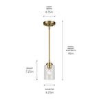 KICHLER 44032NBR Winslow 7.5" 1-Light Mini Pendant Light With Clear Seeded Glass In Natural Brass