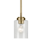 KICHLER 44032NBR Winslow 7.5" 1-Light Mini Pendant Light With Clear Seeded Glass In Natural Brass