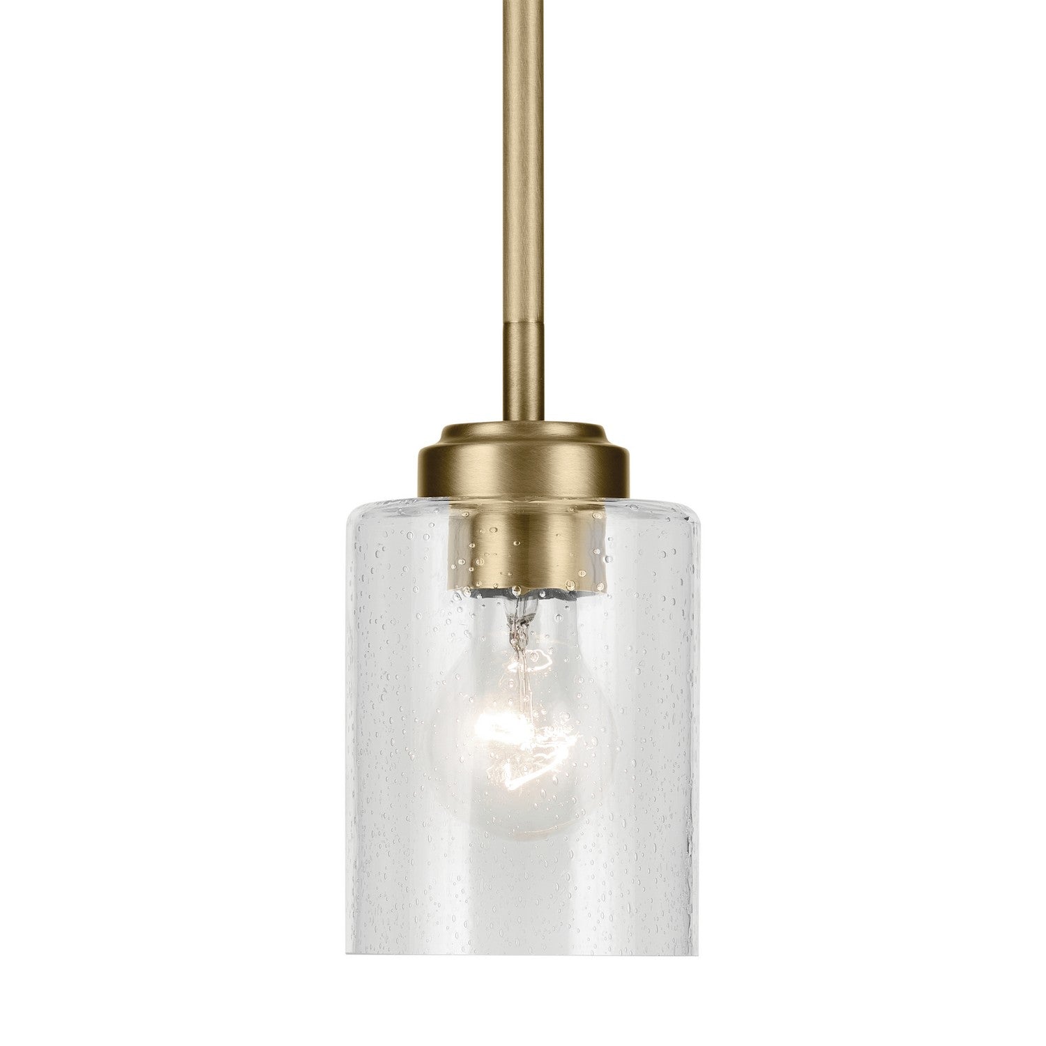 KICHLER 44032NBR Winslow 7.5" 1-Light Mini Pendant Light With Clear Seeded Glass In Natural Brass
