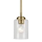 KICHLER 44032NBR Winslow 7.5" 1-Light Mini Pendant Light With Clear Seeded Glass In Natural Brass