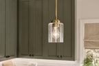 KICHLER 44032NBR Winslow 7.5" 1-Light Mini Pendant Light With Clear Seeded Glass In Natural Brass