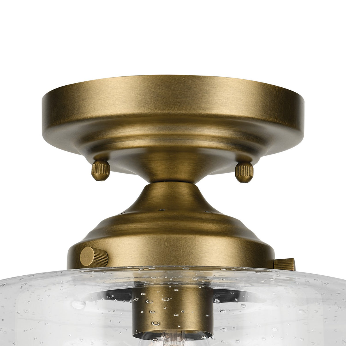 KICHLER 44033NBR Winslow 10.75" 1-Light Semi Flush With Clear Seeded Glass In Natural Brass