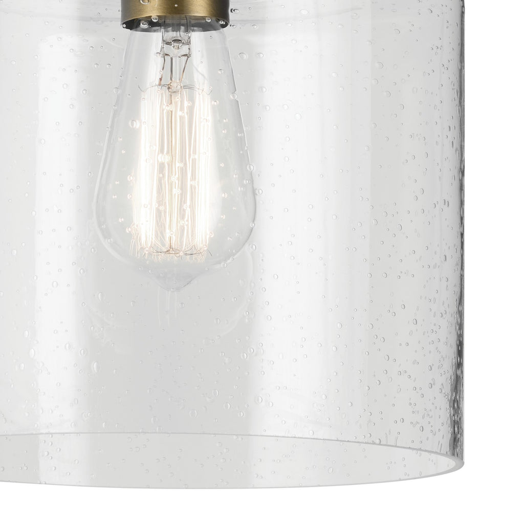 KICHLER 44033NBR Winslow 10.75" 1-Light Semi Flush With Clear Seeded Glass In Natural Brass