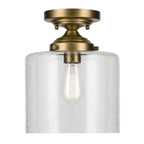 KICHLER 44033NBR Winslow 10.75" 1-Light Semi Flush With Clear Seeded Glass In Natural Brass