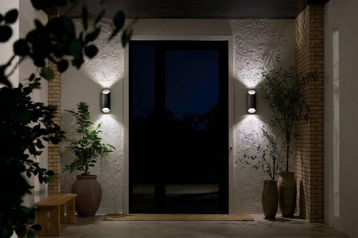 KICHLER 49608BKLED Estella 16.5" Led 2-Light Outdoor Wall Light In Black